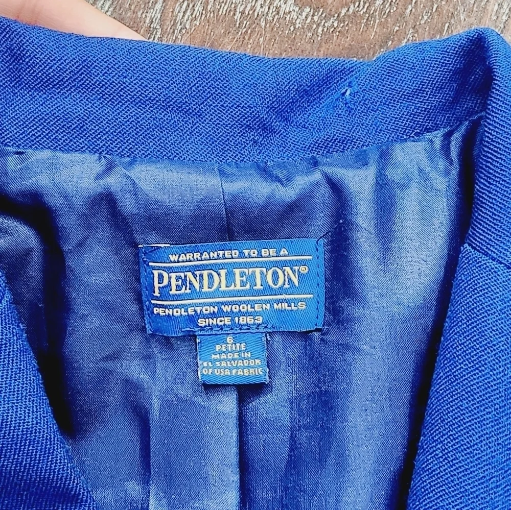 Pendleton Virgin Wool Blazer Jacket Women’s Size 6 P Blue Single Breasted Flawed - Picture 4 of 11